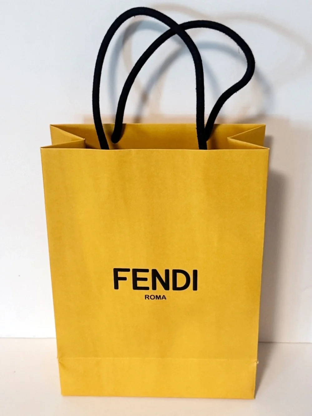 Fendi Roma Yellow Gift Bag + 23” Logo Ribbon